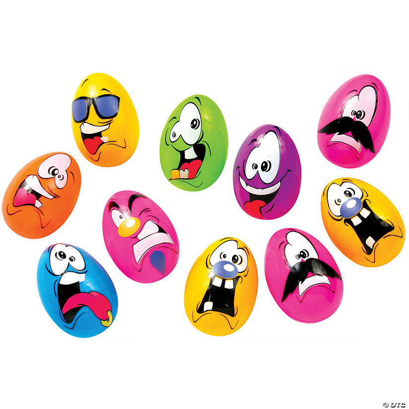 3" Crazy Faces Plastic Easter Eggs - 10 Pc. Image