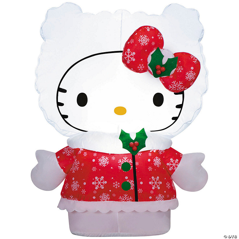3 Ft. Airblown&amp;#174; Inflatable Hello Kitty&amp;#174; with Red Snowflake Dress Christmas Outdoor Yard Decoration Image