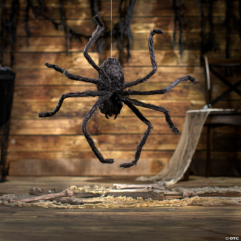 31 1/2&quot; x 8 1/4&quot; Animated Hairy Black Spider Halloween Decoration Image