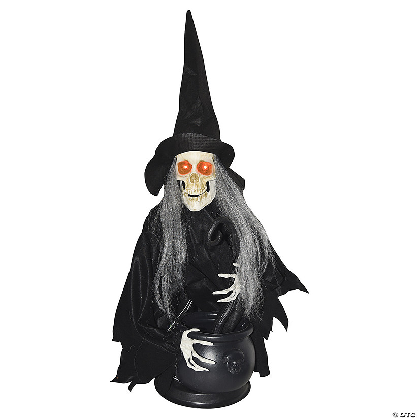 31" Animated Witch with Cauldron Halloween Decoration Image