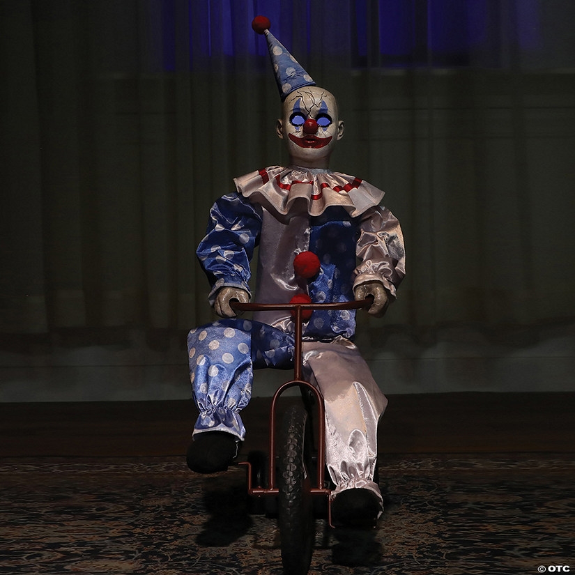 32" Tricycle Clown Doll Animated Prop Halloween Decoration Image