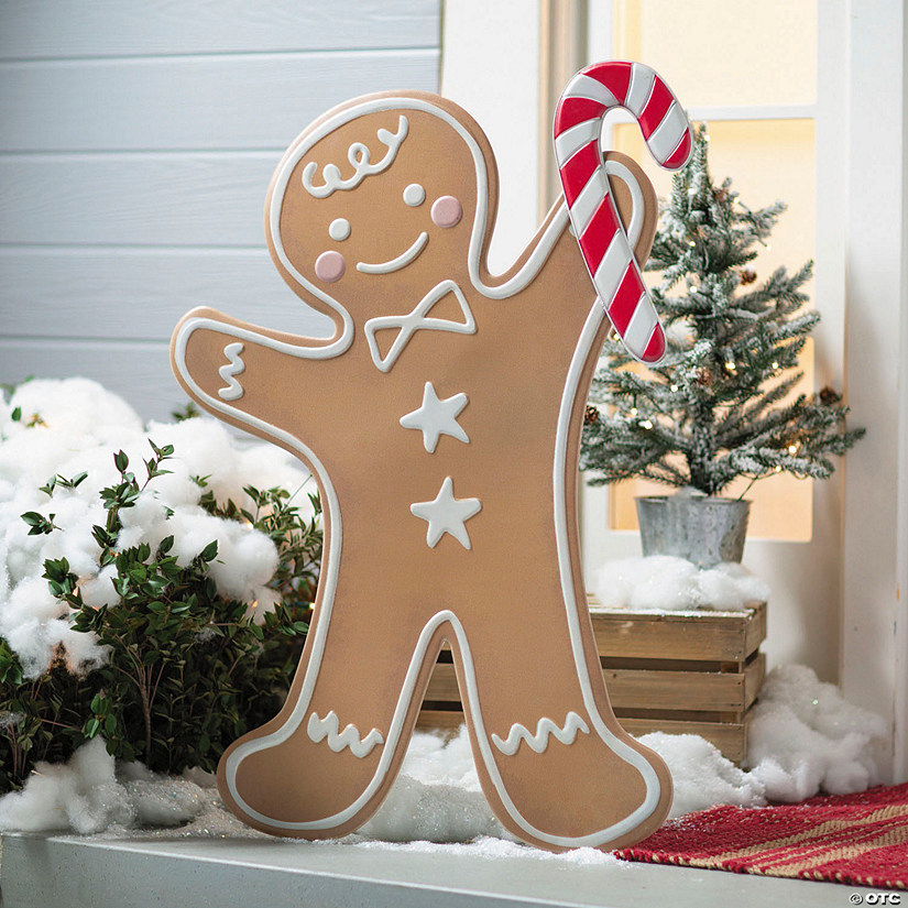35 3/4&quot; Iron Gingerbread Boy Christmas Decoration Image