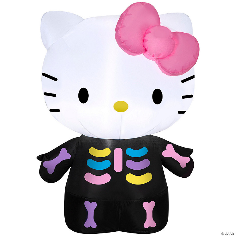 35" Airblown&#174; Blowup Inflatable Hello Kitty Neon Skeleton Halloween Outdoor Yard Decoration Image