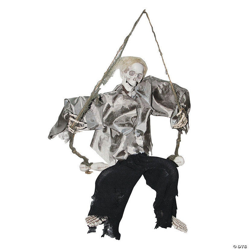 36" Animated Light-Up Kicking Reaper on Swing Halloween Decoration Image