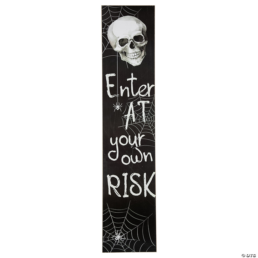 36" Enter at Your Own Risk Wooden Halloween Porch Board Sign Decoration Image
