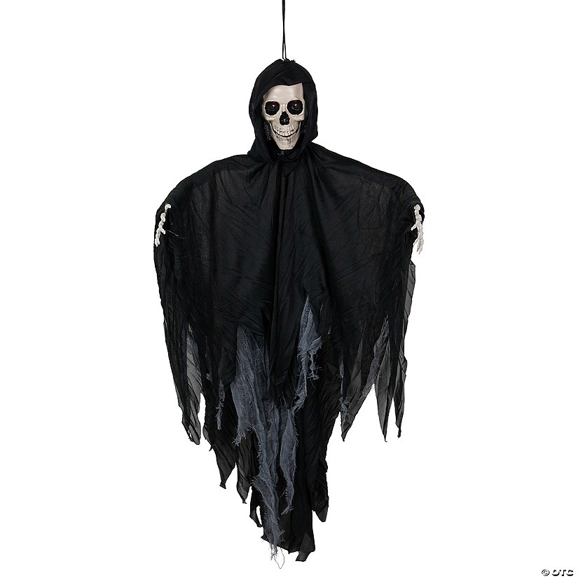 36&quot; Touch Activated Lighted Talking Reaper Animated Hanging Halloween Decoration Image