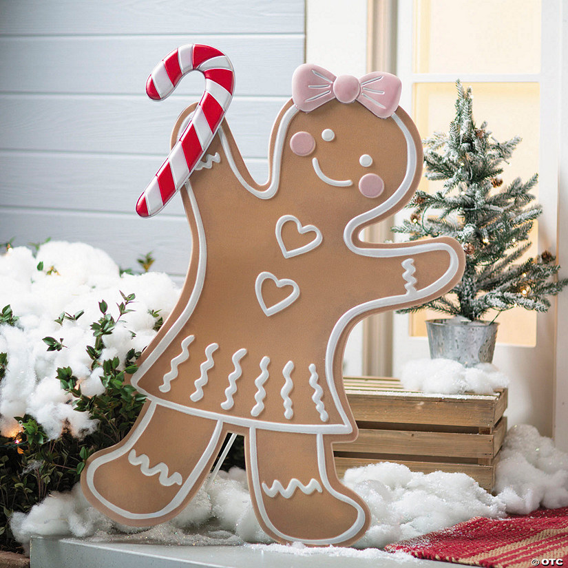 37 3/4&quot; Iron Gingerbread Girl Christmas Decoration Image