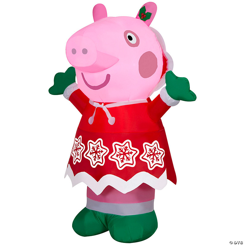 38" Airblown<sup>&#174;</sup> Blowup Inflatable Holiday Outfit Peppa Pig with Built-In Lights Christmas Outdoor Yard Decoration Image