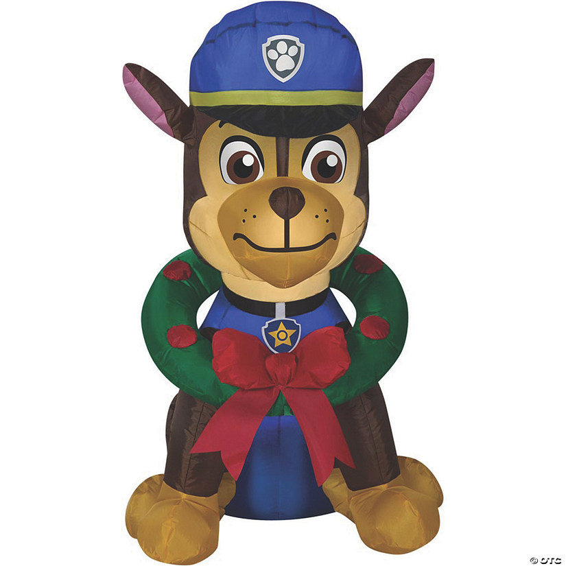38" Blow Up Inflatable PAW Patrol Chase with Wreath Outdoor Yard Decoration Image