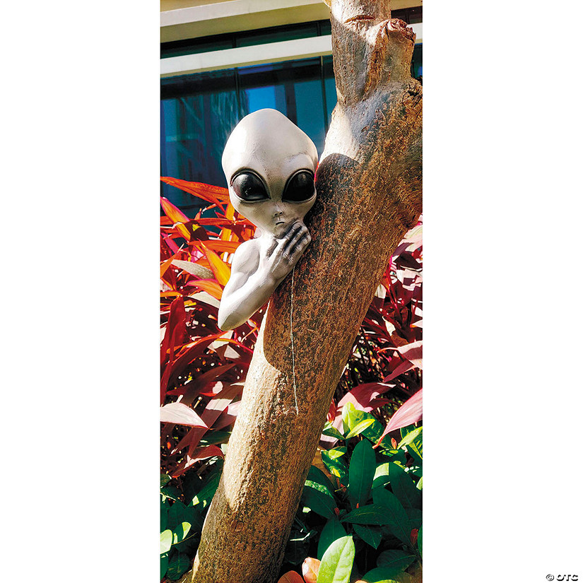 4 3/4&quot; Green Alien Tree Peekers Plastic Halloween Decoration Image