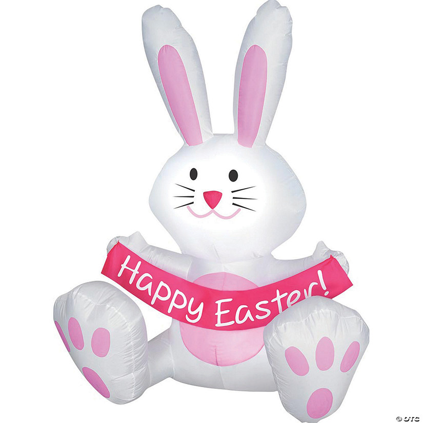 4' Blow Up Inflatable Happy Easter Bunny Outdoor Yard Decoration Image