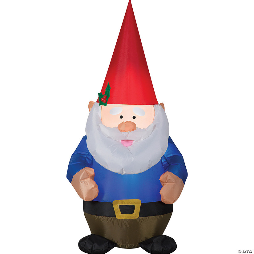 4 Ft. Blow-Up Inflatable Gnome with Built-In LED Lights Outdoor Yard Decoration Image