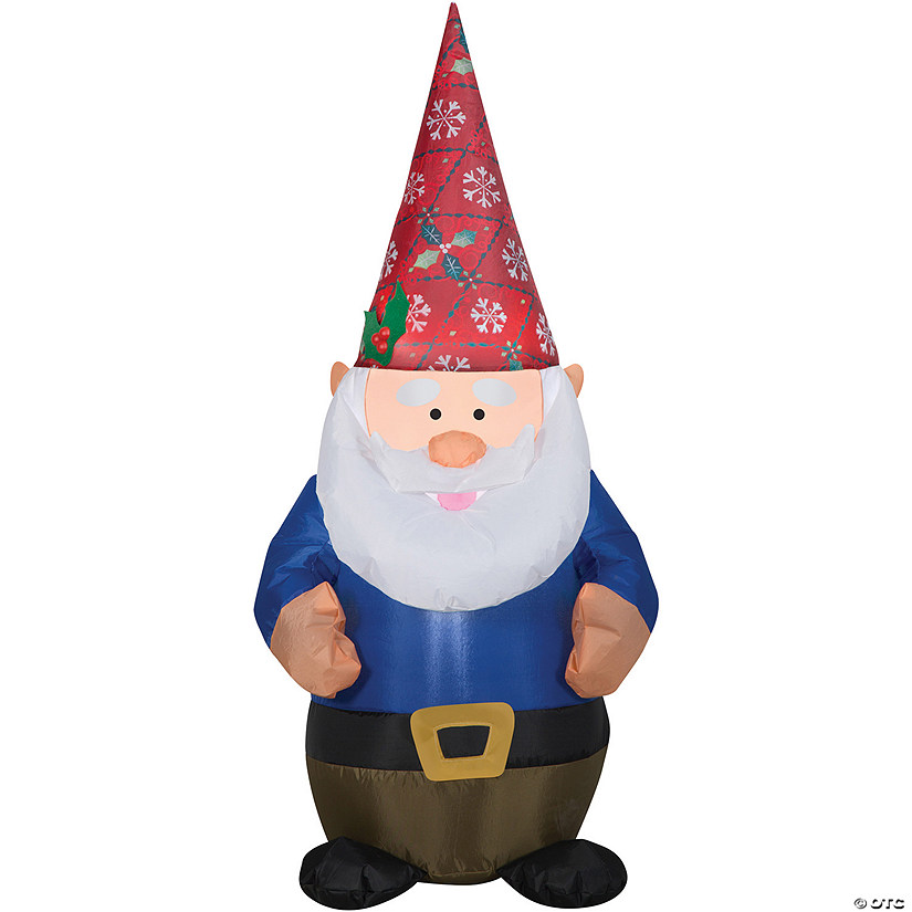 4 Ft. Blow-Up Inflatable Gnome with Christmas Hat & Built-In LED Lights Outdoor Yard Decoration Image