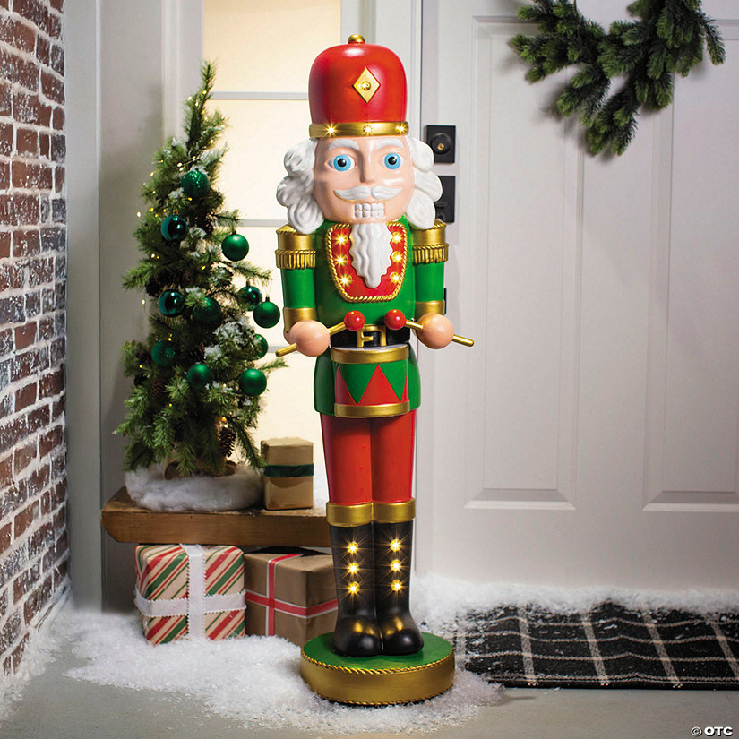 4 Ft. Light-Up Nutcracker with Drumsticks Christmas Decoration Image
