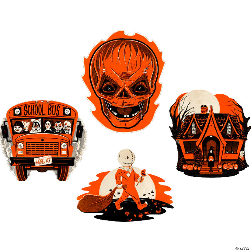 4 Pc. Trick &#8217;r Treat&#8482; Glow-in-the-Dark Retro Cutout Wall Decorations Image