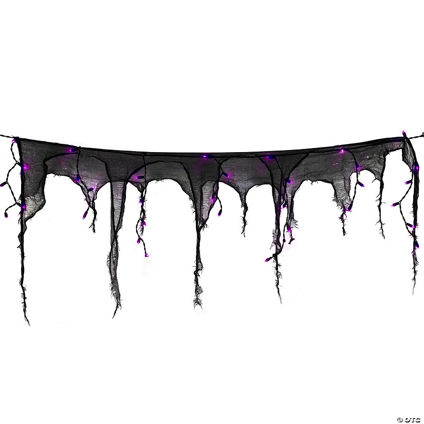 4' x 2' Pre-Lit Purple LED Halloween Gauze Drape Lights Image