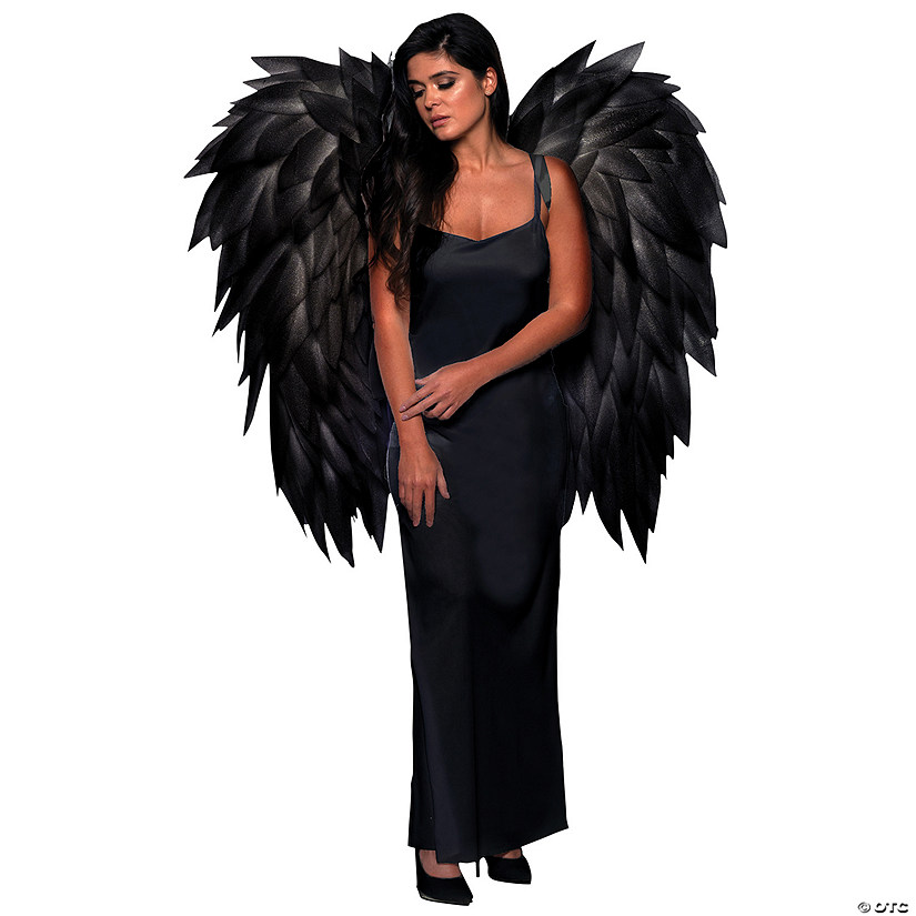 40" Featherless Black Angel Wings Image