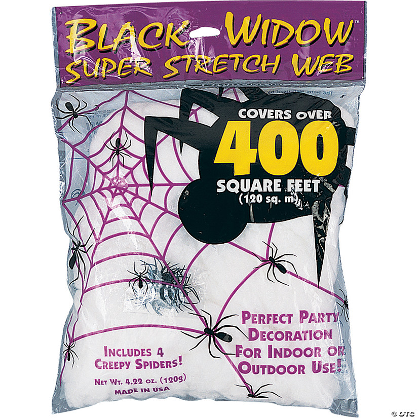 400 Sq. Ft. White Super Stretch Spider Web Halloween Decoration Image