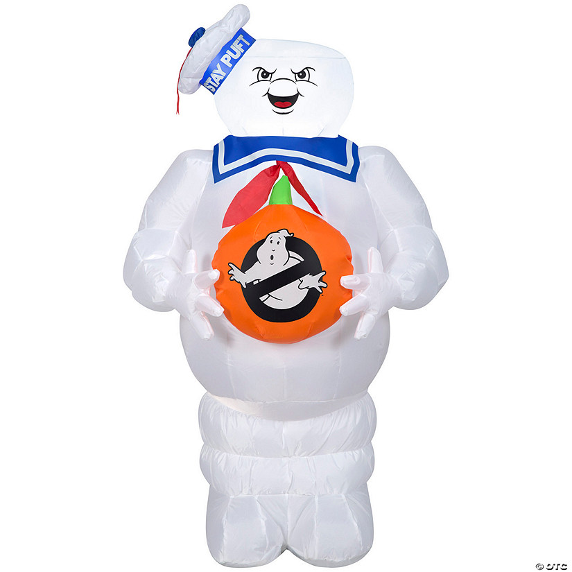 42" Airblown&#174; Blowup Inflatable Ghostbusters Stay Puft Marshmallow Man with Jack-O-Lantern Halloween Outdoor Yard Decoration Image