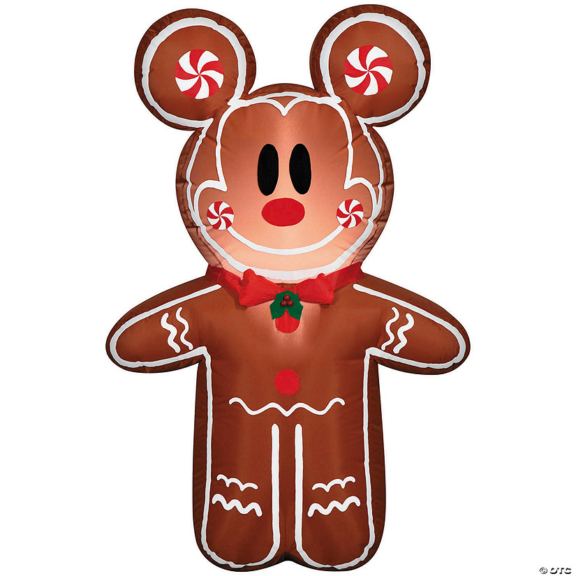 42" Airblown&amp;#174; Inflatable Gingerbread Disney's Mickey Mouse Christmas Outdoor Yard Decoration Image