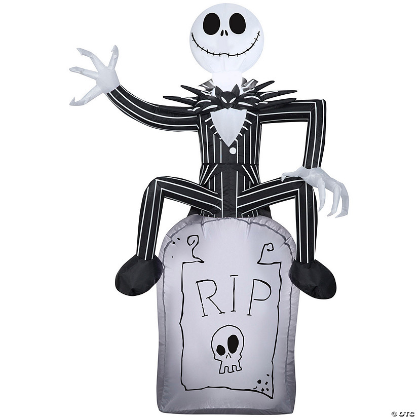 42" Airblown<sup>&#174;</sup> Blowup Inflatable Jack Skellington on Tombstone Halloween Outdoor Yard Decoration Image