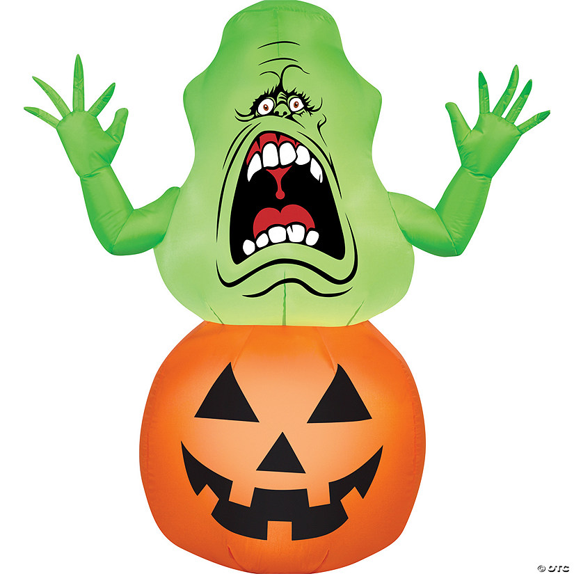 42" Blow-Up Inflatable Ghostbusters Slimer on Pumpkin with Built-In LED Lights Outdoor Yard Decoration Image