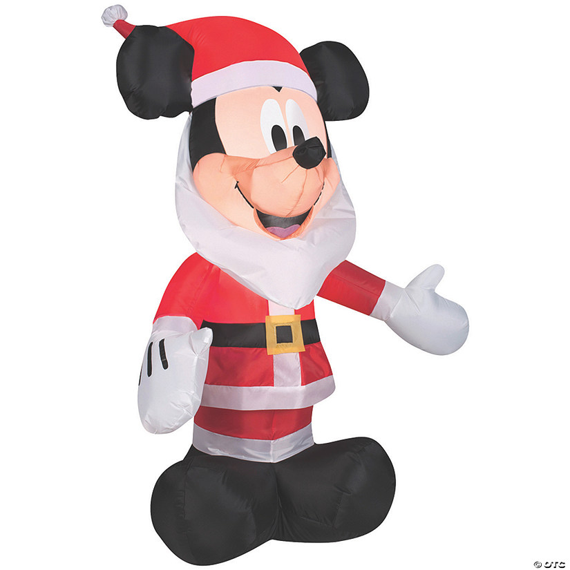 42" Blow Up Inflatable Mickey Mouse with Santa Beard Outdoor Yard Decoration Image