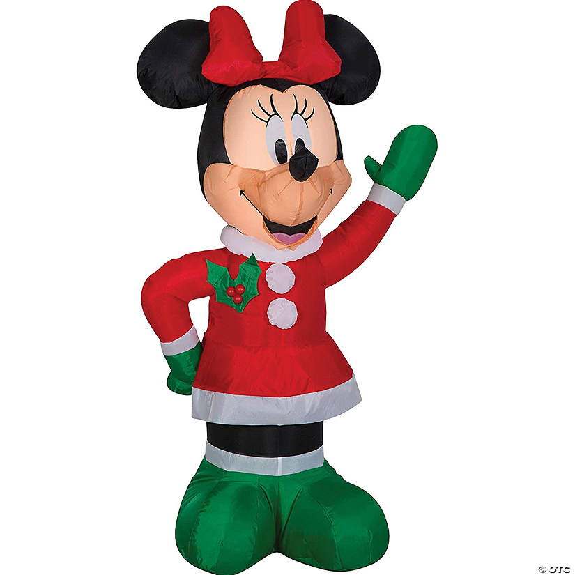 42" Blow Up Inflatable Minnie in a Winter Outfit Yard Decoration Image