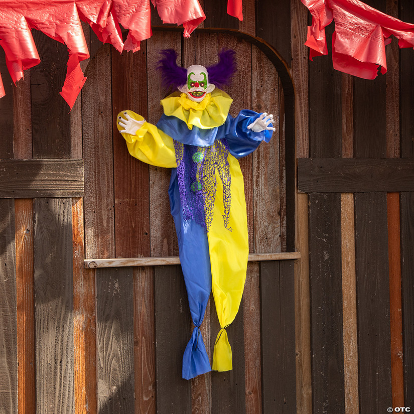 47 1/4" Animated & Light-Up Shaking Clown Hanging Halloween Decoration Image