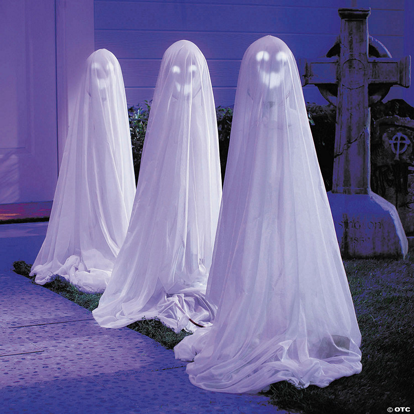 47 1/4&quot; Talking Light-Up White Ghosts - Set of 3 Image