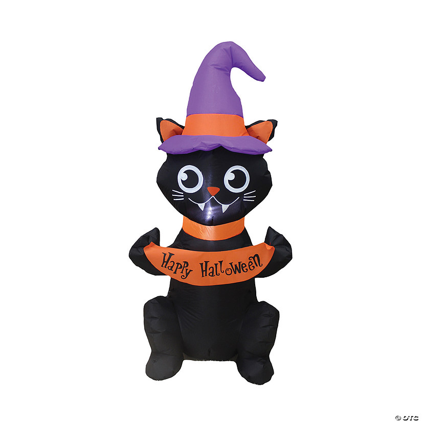 48" Blow Up Inflatable Black Cat Outdoor Halloween Yard Decoration Image