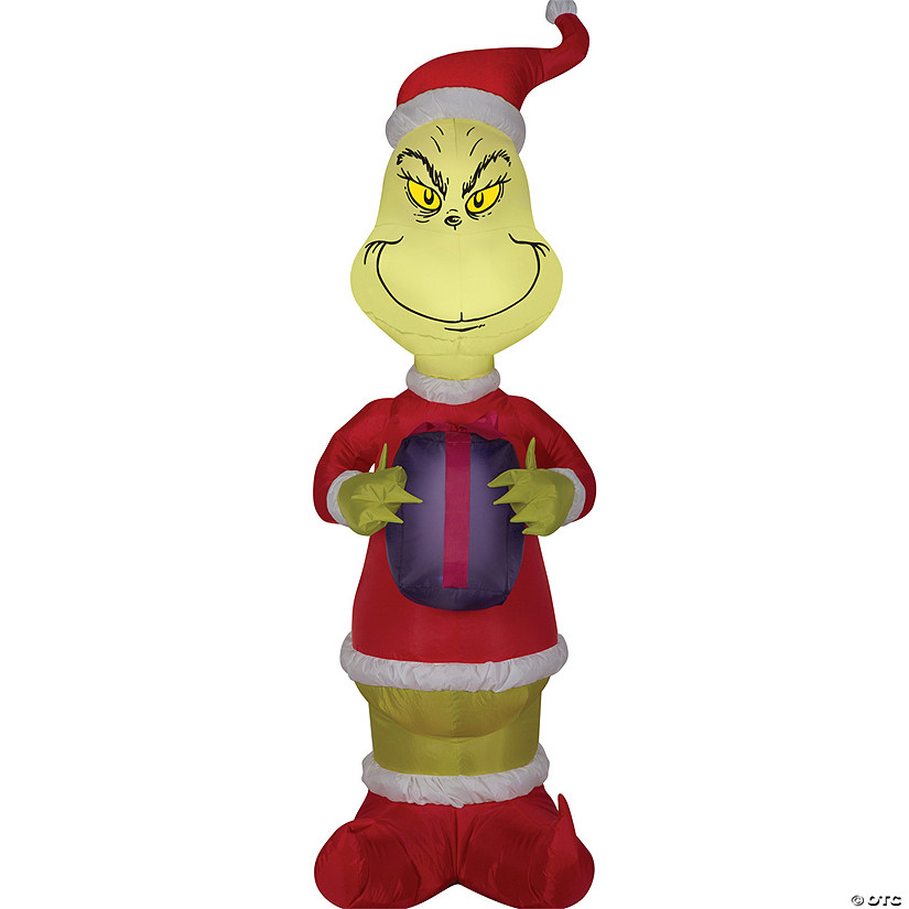 48" Blow Up Inflatable Dr. Seuss&#8482; The Grinch With Present Outdoor Yard Decoration Image