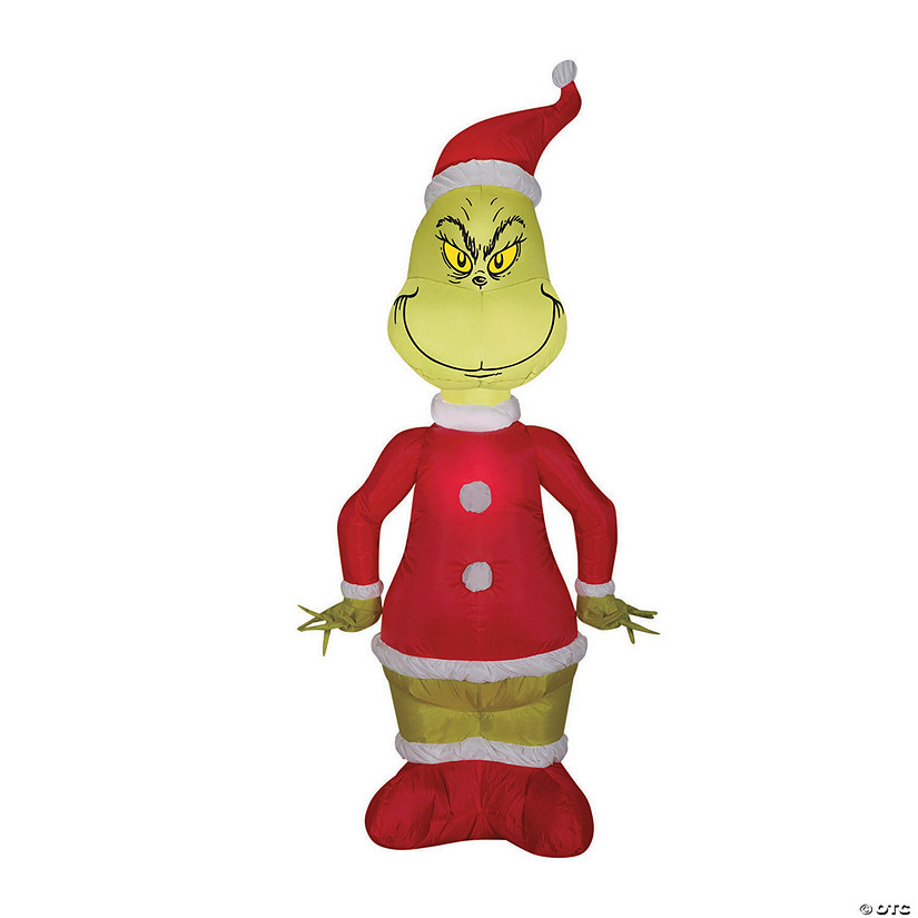 48" Blow Up Inflatable Grinch in Santa Suit Outdoor Yard Decoration Image