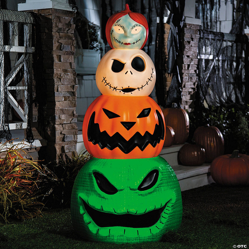 49&quot; Light-Up The Nightmare Before Christmas&amp;#8482; Character Pumpkin Stack Halloween Decoration Image