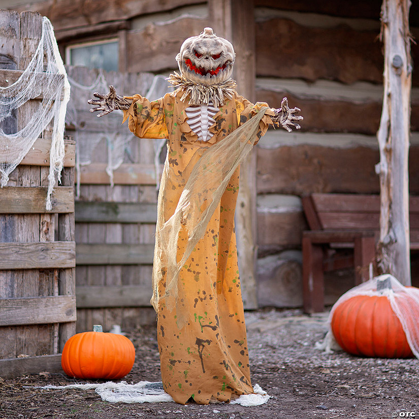 5 1/2 Ft. Standing Pop Up Head Pumpkin Man Halloween Decoration Image
