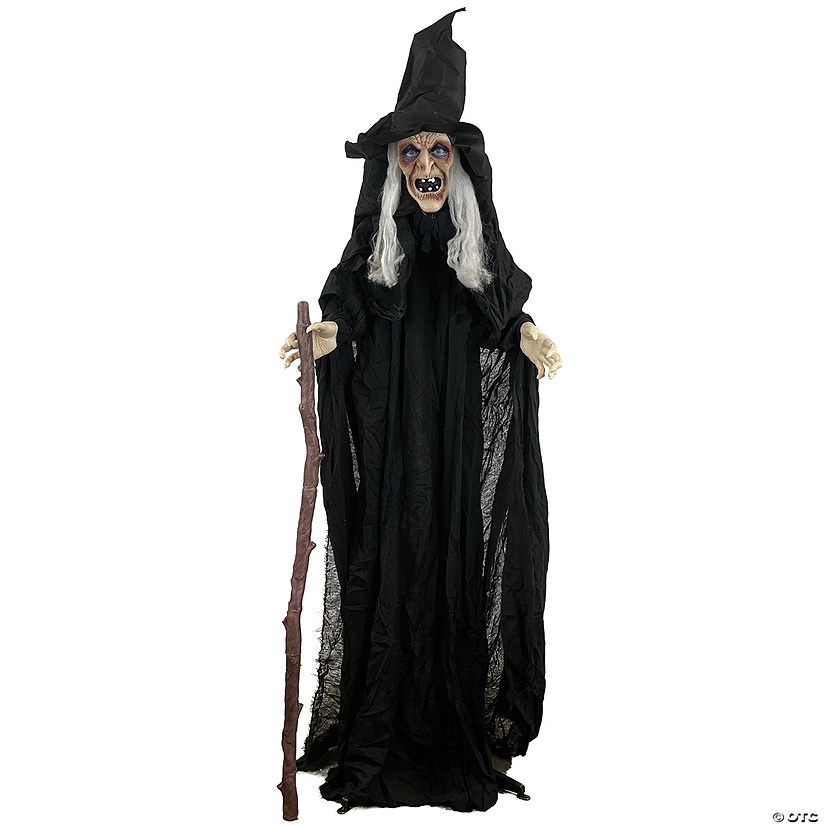5' Animated Witch with Cane Decoration Image