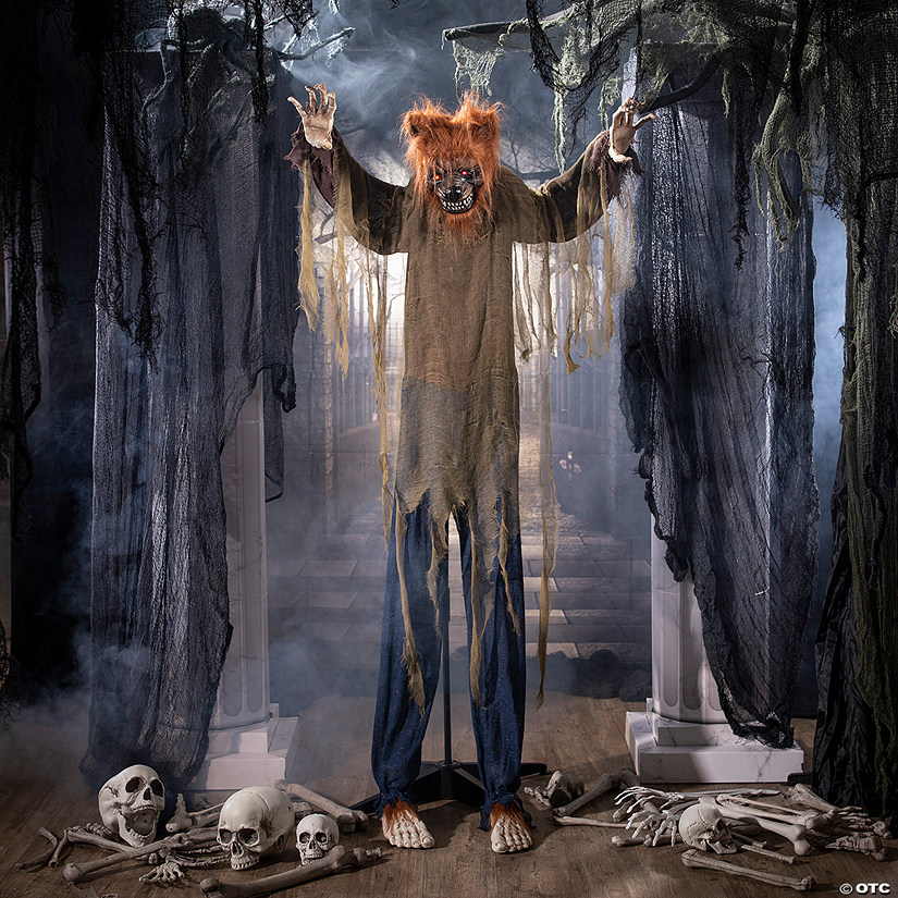 5' Animated Wolfman Standing Halloween Decoration Image