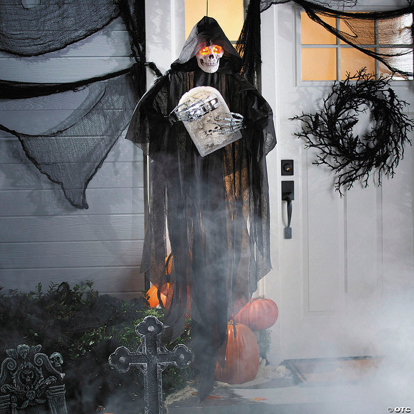 5 Ft. 2&quot; Sonic Hanging Skeleton Reaper with Tombstone Halloween Decoration Image