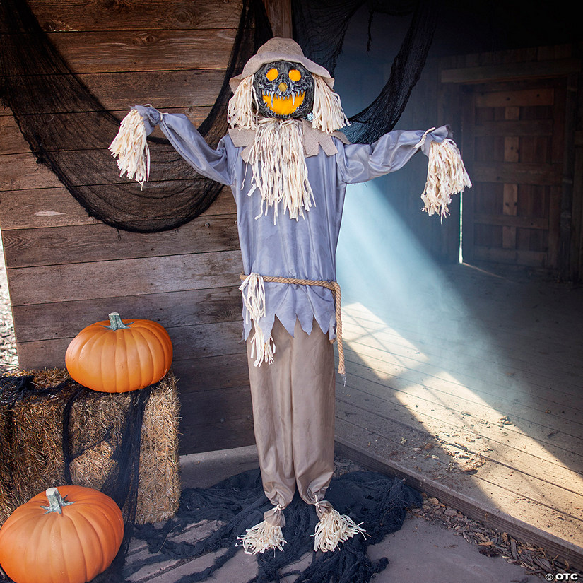 5 Ft. 6&quot; Standing Animated Ghoulish Pumpkin Scarecrow Halloween Decoration Image