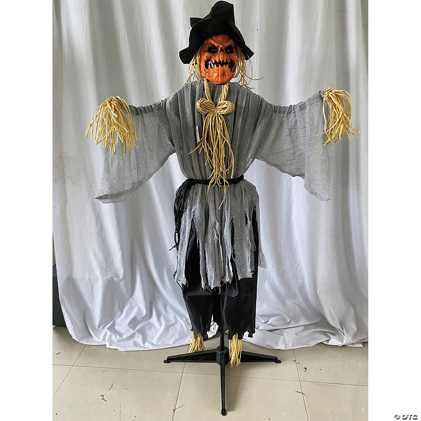 5 Ft. 8" Animated Head Turning Pumpkin Scarecrow Halloween Decoration Image