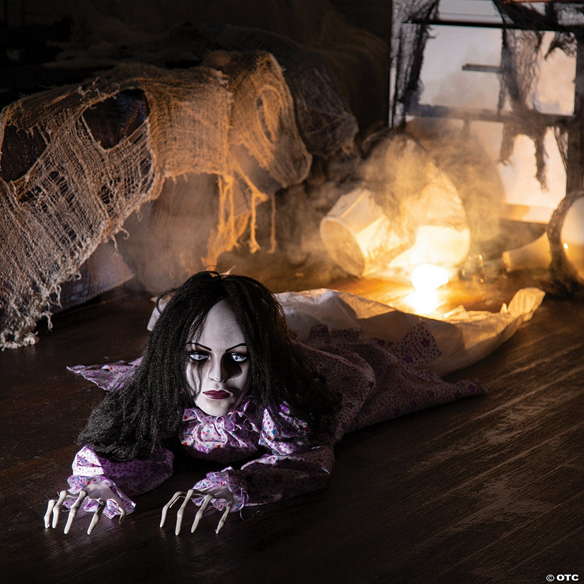 5 Ft. Animated Crawling Creepy Woman Halloween Decoration Image