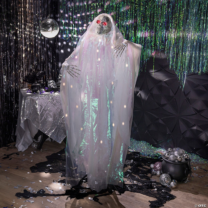 5 Ft. Animated Standing Skeleton Man with Plastic Robe Halloween Decoration Image