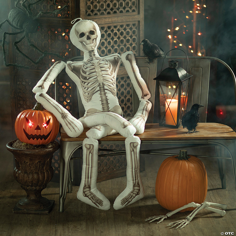 5 Ft. Halloween Stuffed Skeleton Pillow Halloween Decoration Image