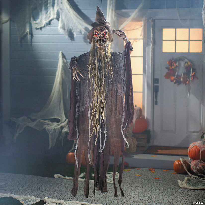 5 Ft. Light-Up Hanging Brown Reaper with Hat Halloween Decoration Image