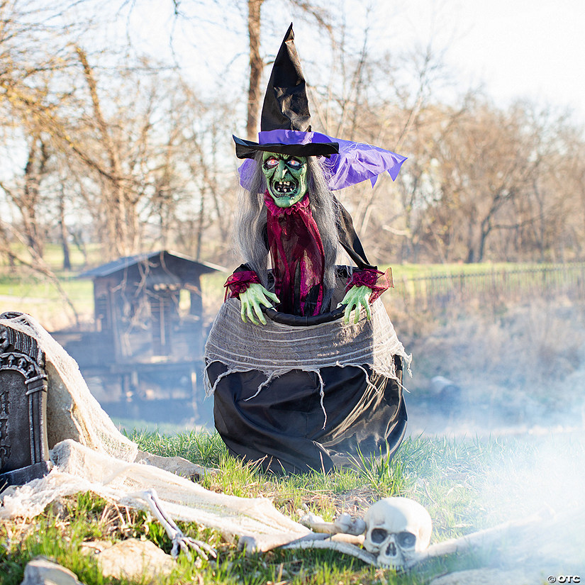 5 Ft. Witch with Cauldron Animated Prop Image