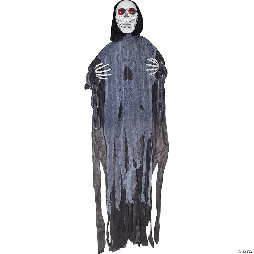 5' Lightup Hanging Ghost Skeleton in Chains Decoration Image