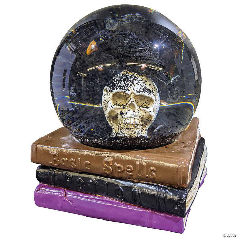 5" Skull Water Globe on Spell Books Halloween Decoration Image