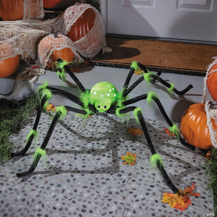 50" x 4" Green Illuminated Spider Halloween Decoration Image