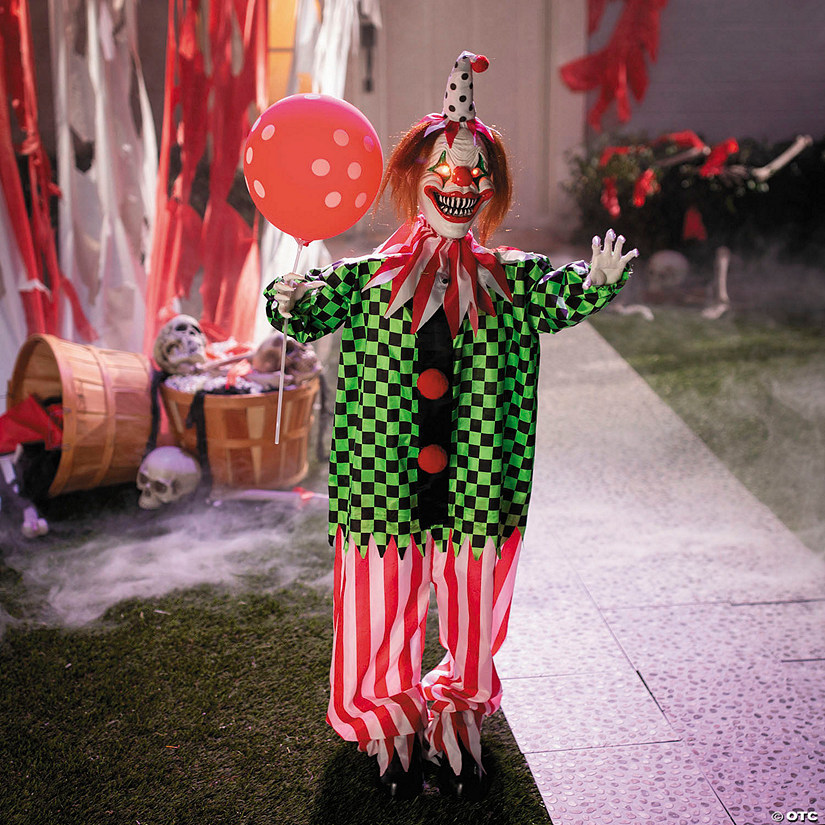 51 1/2" Animated Standing Clown with Polka Dot Balloon Halloween Decoration Image