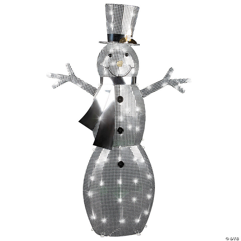 52" Disco Sparkle Silver Snowman Christmas Outdoor Yard Decoration Image